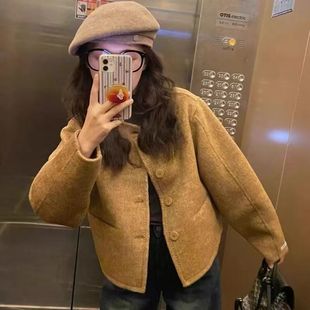 韩版 新品 2025年秋冬新款 大衣短外套女短款 小香风气质 上新复古时尚