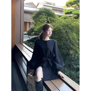 宽松显瘦开衫 设计感绑带灯笼袖 长款 2025新款 百搭上衣潮 外套女秋季