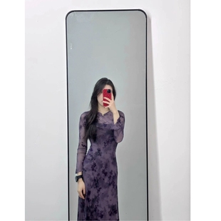 多巴胺紫色碎花长袖 温柔气质裙子吊带两件套潮 连衣裙2025春秋新款