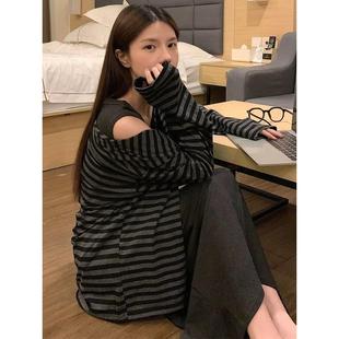 条纹开衫 显瘦防晒两件套衫 外套 港风复古显瘦慵懒长袖 2025年新款