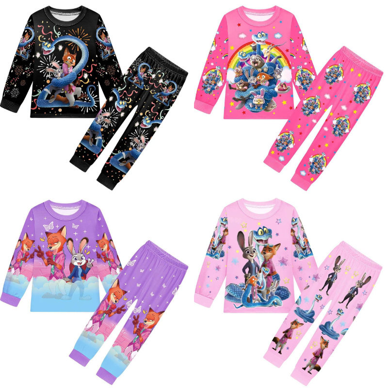 疯狂动物城2Zootopia儿童睡衣套装长袖长裤春秋女宝宝家居服套装
