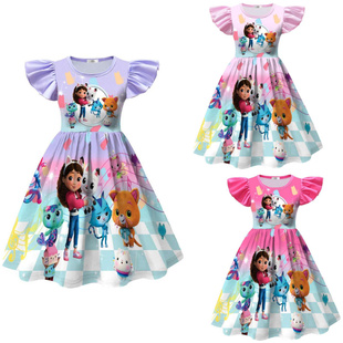 儿童万圣节盖比的娃娃屋-Gabby's Dollhouse女童夏季飞飞袖连衣裙