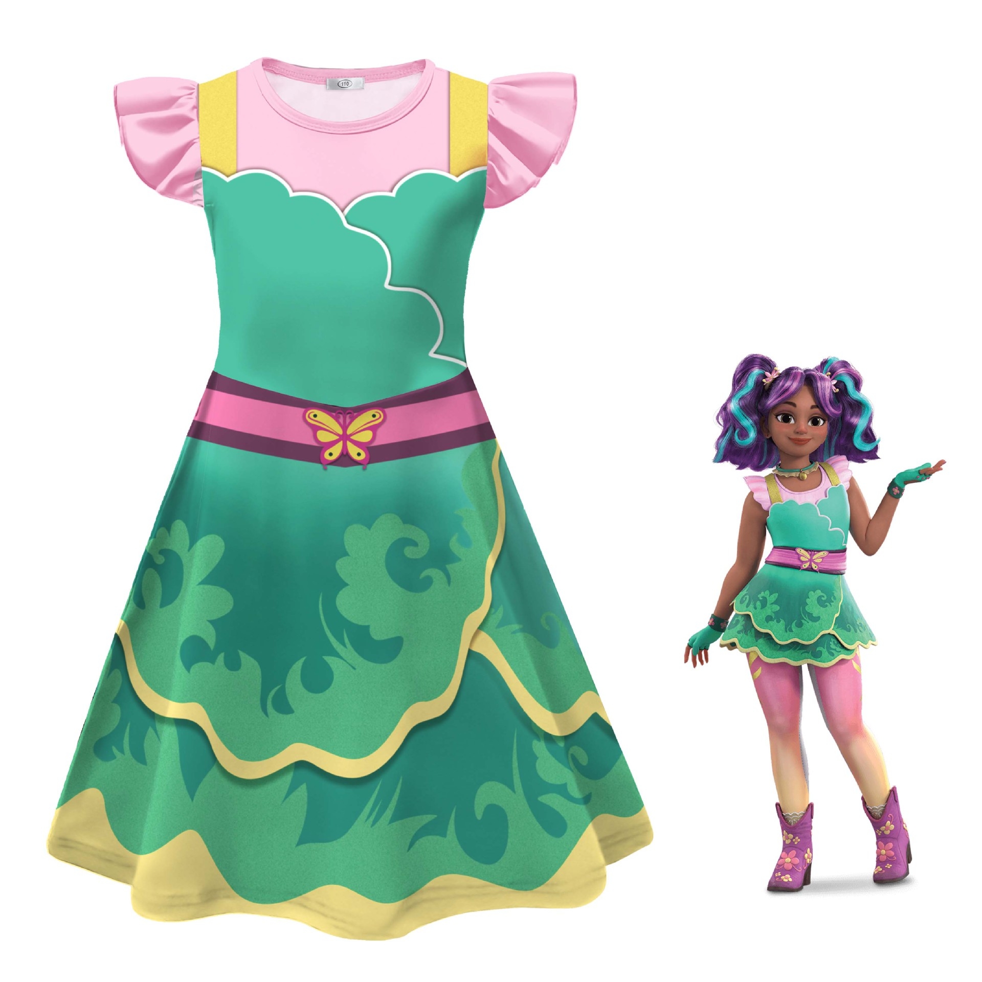 独角兽学院Unicorn Academy儿童飞飞袖连衣裙女孩节日派对礼服裙