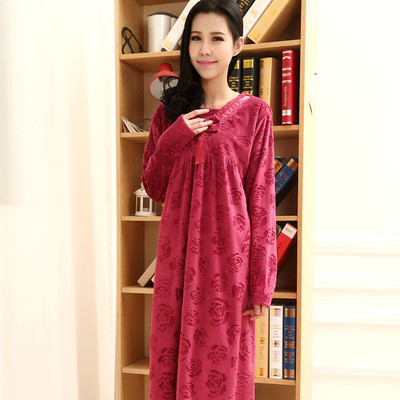 韩版天鹅绒加长款公主风家居服
