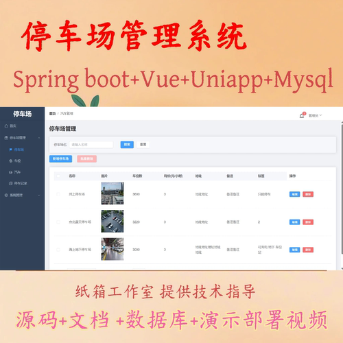 Springboot+Vue+Uniapp停车场管理系统源码+数据库