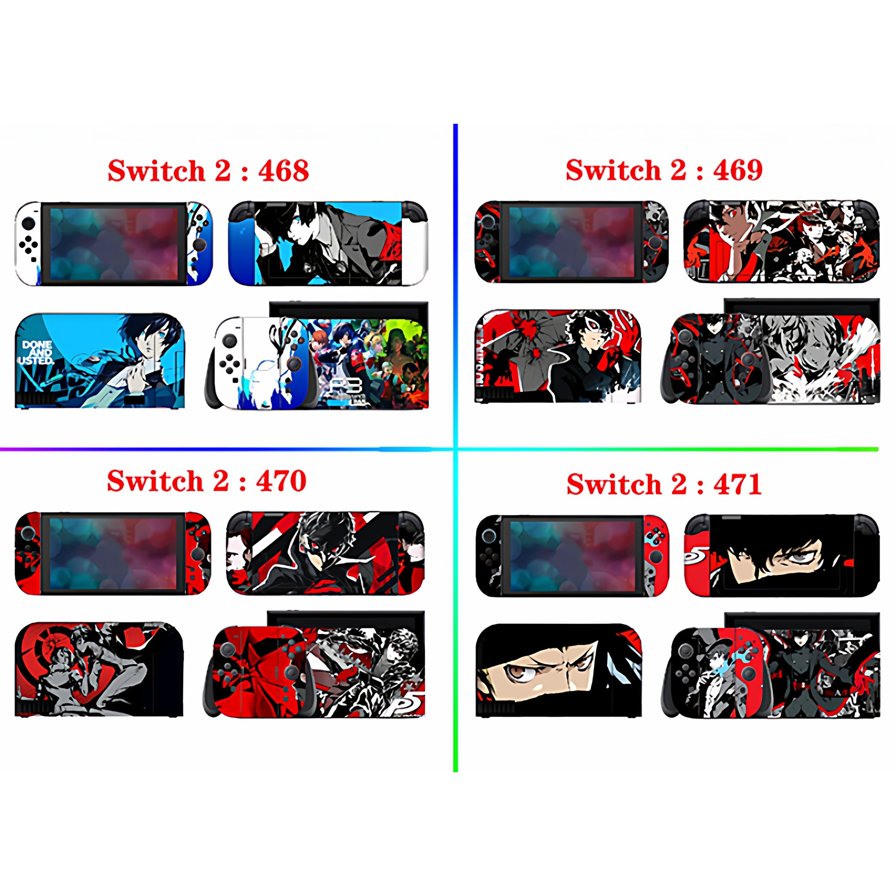 NS2整套贴纸switch2痛机贴P5火影七龙珠悟空 海贼王路飞 东京食尸