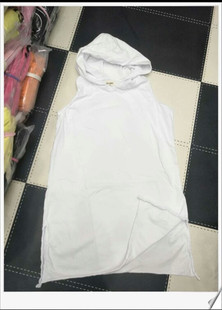 sunflower秋冬女装中长款无袖连帽百搭背心白色纯棉宽松大码显瘦