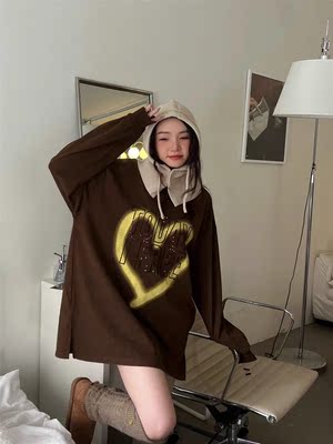 亮片爱心印花t恤女宽松打底上衣
