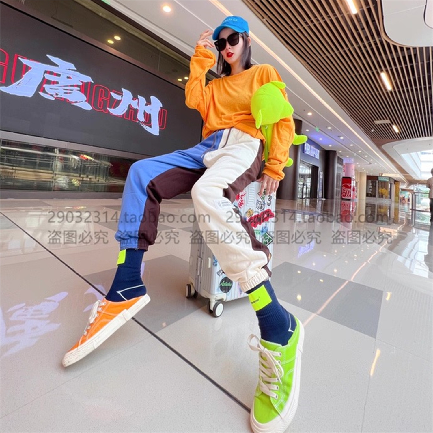 2025年秋冬季新款韩版撞色高腰休闲束脚长裤宽松舒适运动卫裤女潮