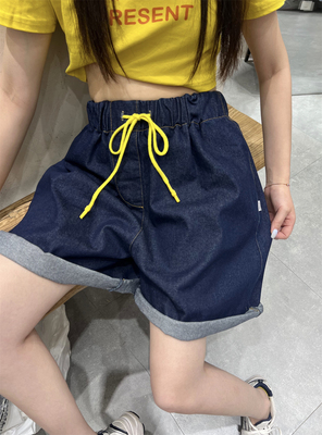 白色牛仔短裤女夏高腰显瘦阔腿裤