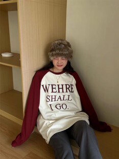 JL SUNFLOWER刺绣长袖纯棉t恤女大码个性拼接宽松百搭打底衫上衣