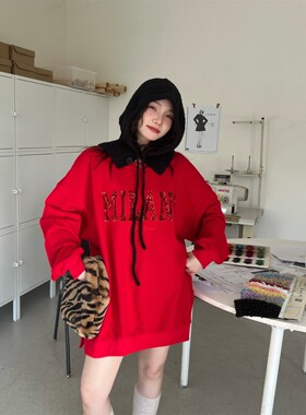 JL SUNFLOWER春季宽松韩版慵懒风黑色刺绣字母卫衣女大码亮片外套