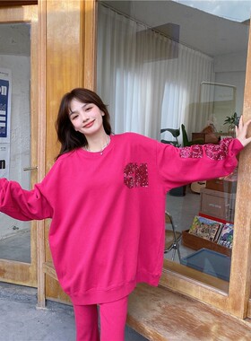 JL SUNFLOWER欧洲站高级感白色套头卫衣女春秋款宽松显瘦亮片上衣