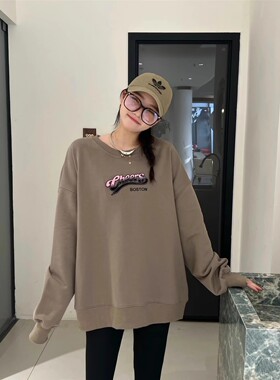 JL SUNFLOWER韩国大码女装宽松刺绣长袖卫衣设计感小众慵懒风外套