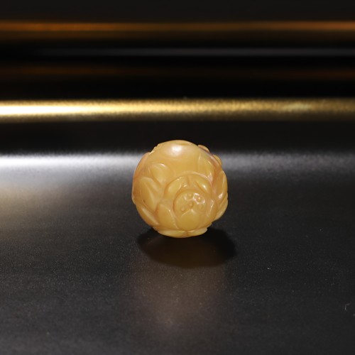 原矿天然盐源玛瑙雕刻俏色金鱼荷花珠散珠diy配饰顶珠13.6mm04