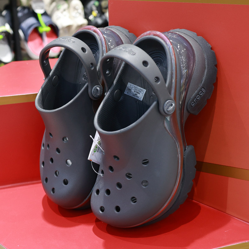 CROCS洞洞鞋新款卡洛驰复古小海豚女鞋厚底气垫沙滩凉拖鞋212811