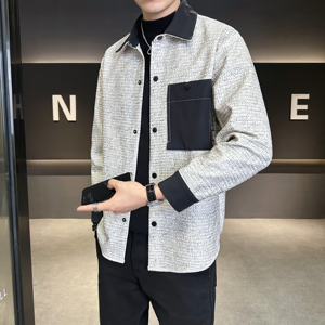 店主风 2025春装新款小香风翻领衬衫男衬衣外套潮 CS026-P80，男装衬衫，电商D211