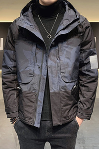 100%聚酯纤维2021秋装新款连帽夹克男拼接外套潮 JK8817-P95控138图片