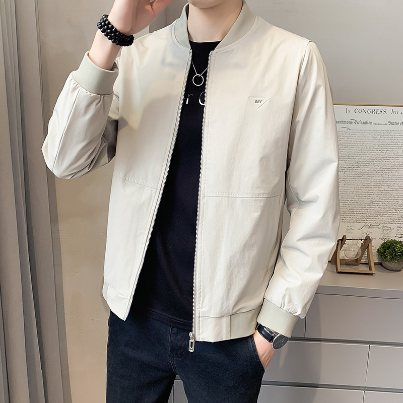 100%聚酯纤维 2021秋装新款棒球领夹克休闲修身外套男 J图片