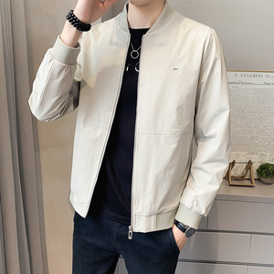 100%聚酯纤维 2021秋装新款棒球领夹克休闲修身外套男 J图片