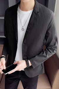 100%聚酯纤维2021秋装新款休闲小西装男单西外套西服9916图片