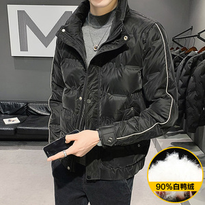 90%白鸭绒 2020冬装新款短款立领羽绒服男大码YR206图片