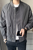 100%聚酯纤维2021秋装新款棒球领夹克宽松外套男JK8825-P75控118，男装夹克，电商D240-242