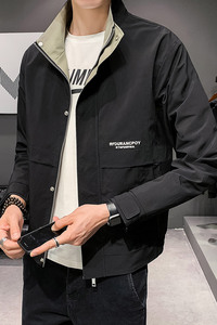 100%聚酯纤维 2021秋装新款短款立领夹克男休闲外套JK006-P70控98图片