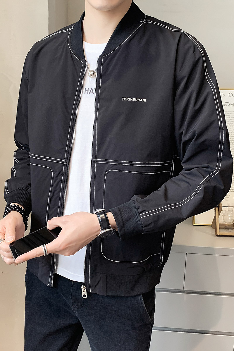 100%聚酯纤维秋装新款棒球领夹克休闲宽松外套男JK8835-P65控98,男装夹克,电商D240-242