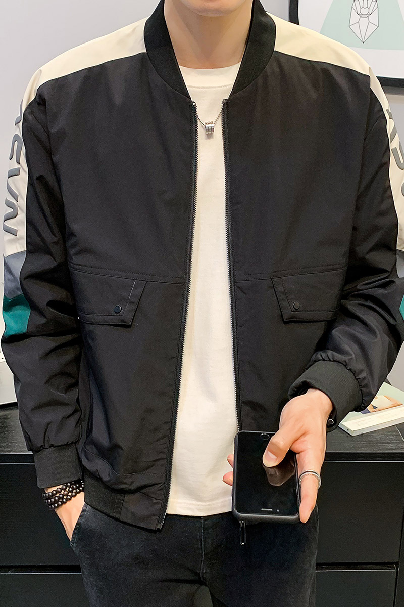100%聚酯纤维2021新款棒球领休闲夹克男修身外套潮WZ603-P65控98,男装夹克,电商D240-242