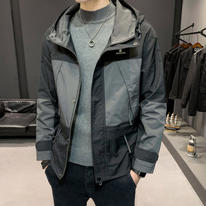 100%聚酯纤维 2021秋装新款短款连帽夹克男休闲外套JK003-P75控98图片