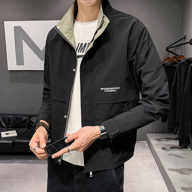 100%聚酯纤维 秋装新款短款立领夹克男秋季休闲外套JK006-P70控98图片