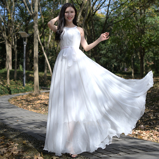 沙滩裙仙女裙长款 夏季 海边拍照衣服度假超仙三亚吊带连衣裙大码