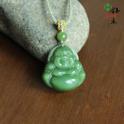 天然俄罗斯碧玉猫眼弥勒佛吊坠
