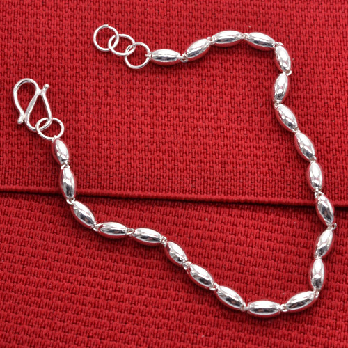 REAL SILVER 999  BRACELET WOMENS OVAL BEADS 990 FOOT SILVER JEWELRY ADULT BABY BABY KIDS KIDS CAN BE CUSTOMIZED