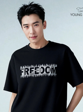 重磅纯棉宽松美式潮牌字母创意印花休闲百搭落肩短袖男女t恤上衣