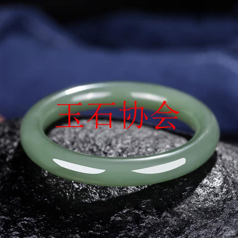新疆和田玉且末蓝玉镯女款细圆条