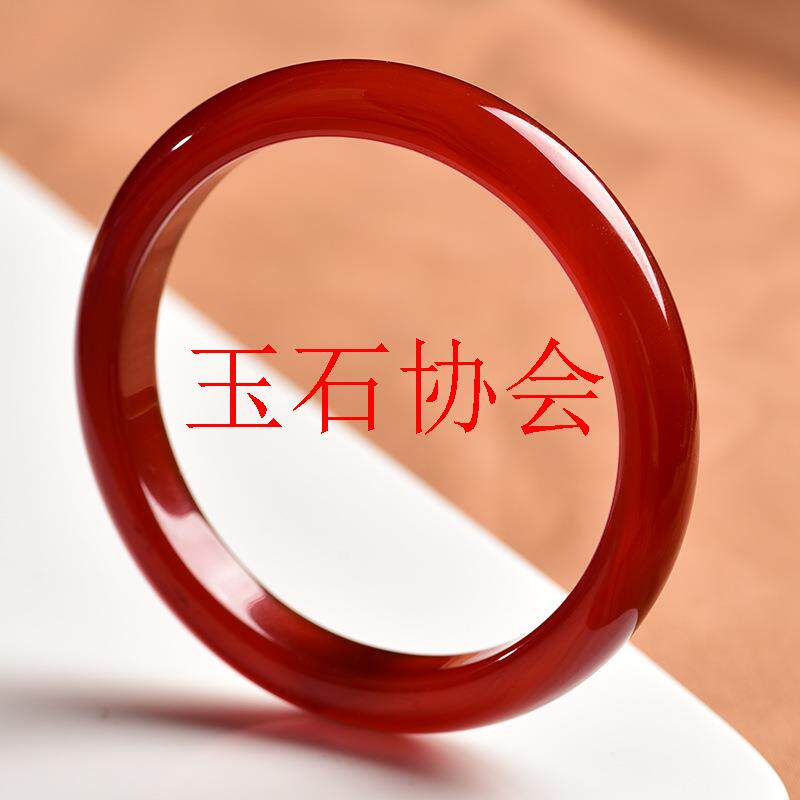 精品货巴西红玛瑙细圆条玉镯子红玉髓复古女款纯红手镯饰品送礼