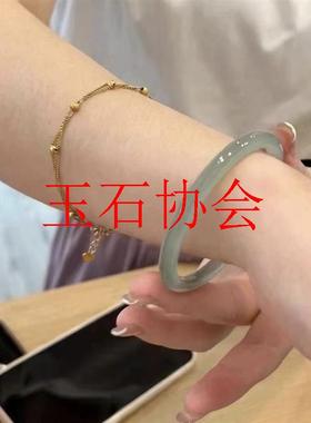 油青叮当镯玛瑙玉石手镯少女感玉髓镯子礼物礼品冰种美人条绿玉镯