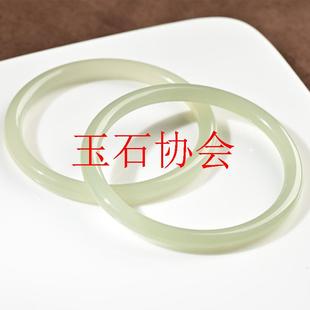 和田玉青海料冰底浅晴水湖水绿精品青白玉小圆条少女款小细条手镯