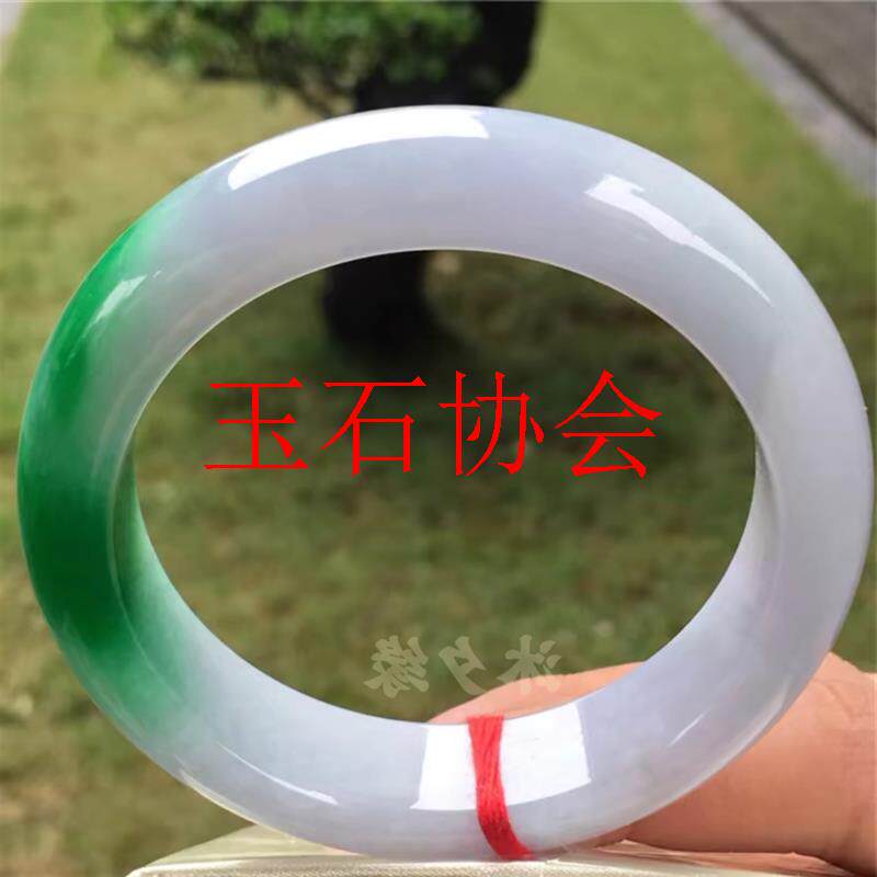 缅甸冰糯种翡翠色手镯白底青阳绿贵妃飘花玉石手镯时尚百搭女手饰