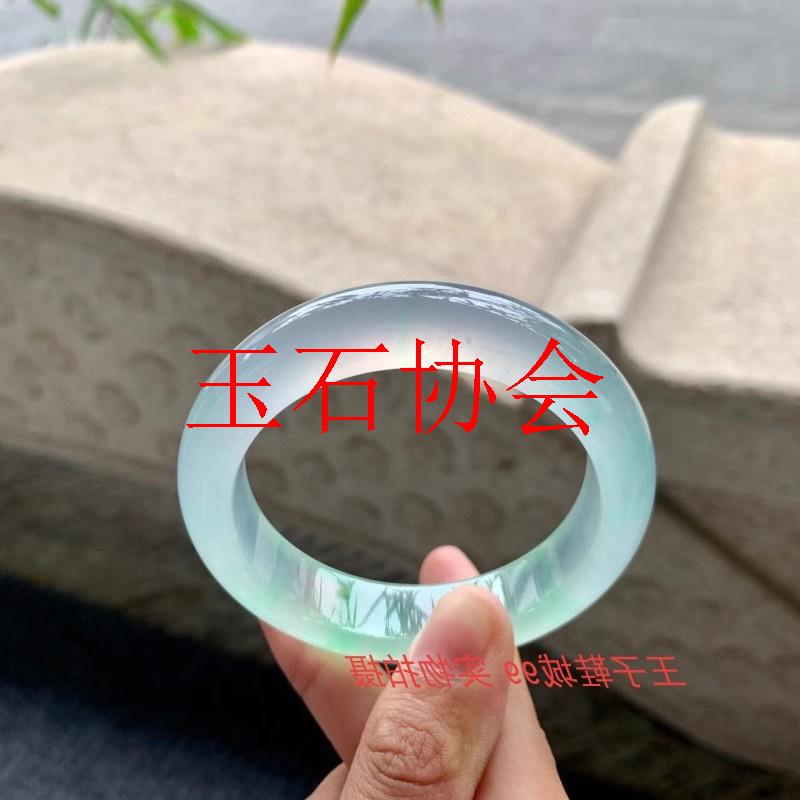 冰种高端缅甸货晴阳绿圆条翡翠色正圈飘花白月光玉镯子处理送亲人