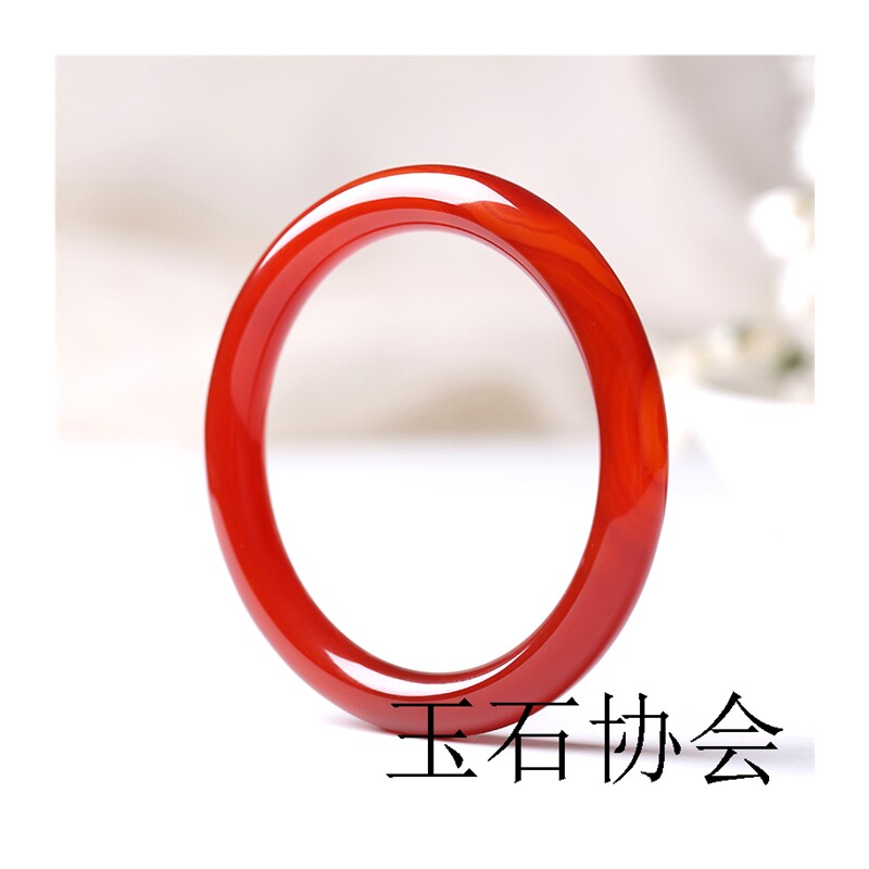 精品巴西红玛瑙手镯细圆条玉髓镯子本命年红玛瑙玉手镯高级感女款
