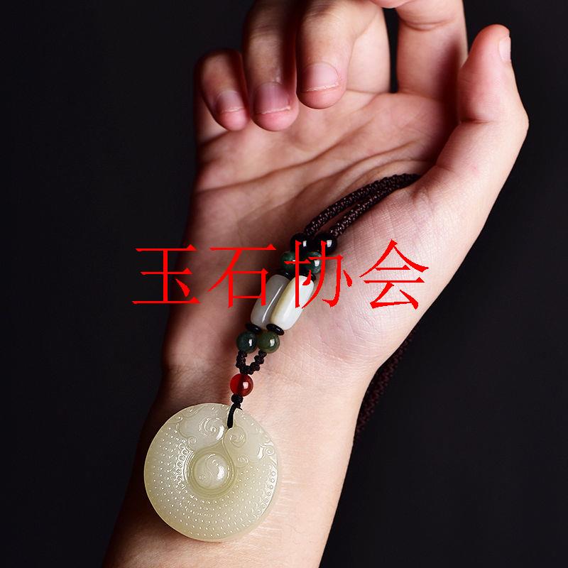 新疆精品和田玉双龙呈瑞挂绳项链男女同款白玉毛衣链玉石龙牌吊坠