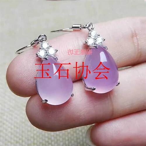玛瑙浅粉玉髓小水滴耳钉镶嵌银饰少女款耳环时尚小巧简约耳饰送礼