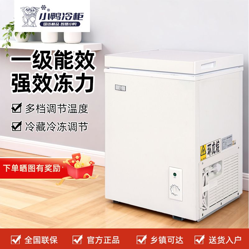 小鸭小冰柜大容量家用小型全冷冻冷藏两用商用卧式冷柜节能冰箱