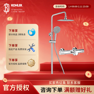 科勒恒温花洒精准控温淋浴花洒套装双花洒挂墙式淋浴柱21088