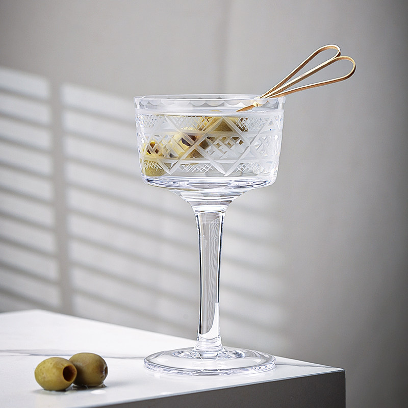 酒吧灵魂日式毛利隆雄145ml马天尼杯纯手工制作水晶刻花鸡尾酒杯