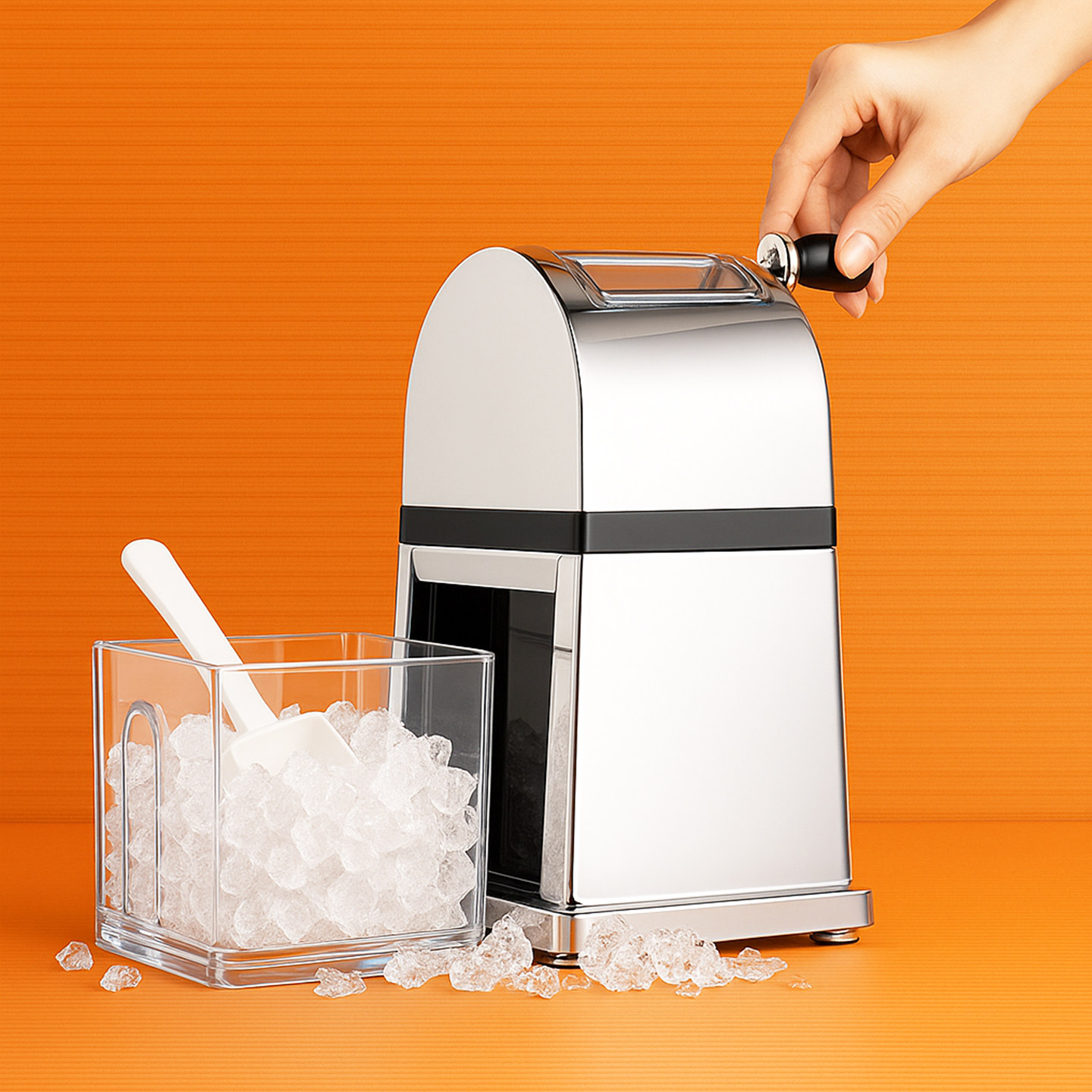 酒吧灵魂不锈钢鸡尾酒冰咖啡奶茶手动碎冰机手摇冰块家用小型商用