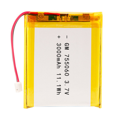 3.7v聚合物锂电池设备电池三元软包锂电芯755060 3000mAh